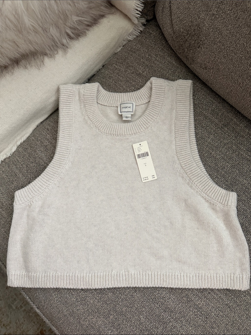 Maeve  Cream Knit Cropped Sweater Tank Top